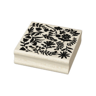 Floral design boho block print rubberstempel