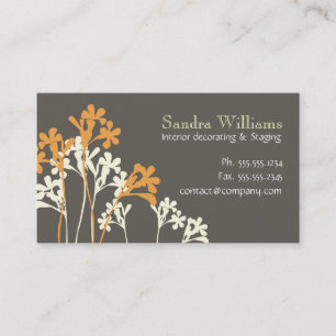 Floral Design Custom Visitekaartje Dark Brown Grey