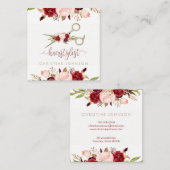 Floral Design Elegant Kapsalonscript Vierkante Visitekaartje (Voorkant / Achterkant)