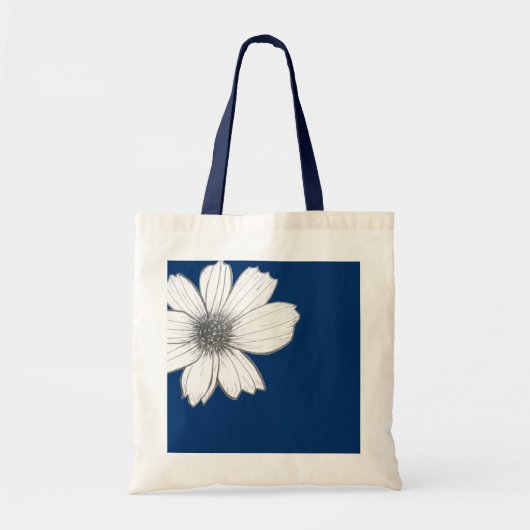 Floral design Navy Blue Tote Bag (Voorkant)
