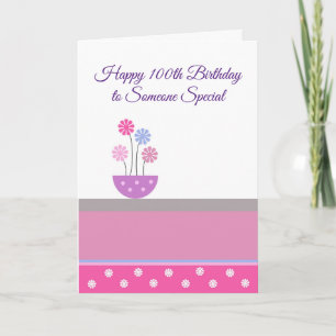 Floral Design Personalized 100th Birthday Kaart