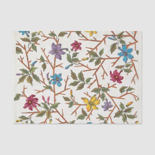 Floral design voor bedrukt textiel Pl. XIX Tissuepapier (Voorkant)