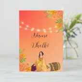 Floral deux tons orange Dholki invitation nuit (Debout devant)