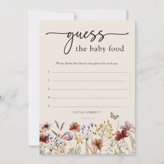 Floral Devinez La Carte Alimentaire Bébé (Devant)