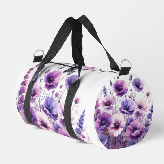 Floral d'Hibiscus violet sur sac blanc Duffel (Coin gauche)