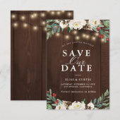 floral d'hiver enregistrer la carte date (Devant / Derrière)