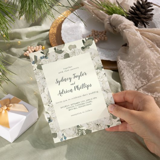 Floral d'hiver | Faire-part de mariage Décontracté