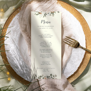 Floral d'hiver Menu du dîner Mariage ivoire
