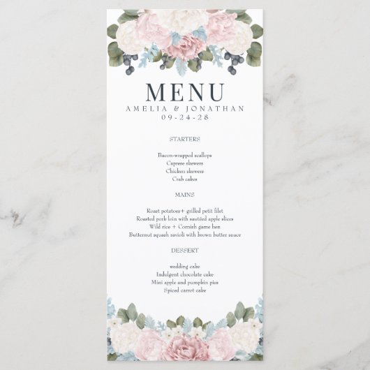 Floral d'hiver | Menu Mariage rustique (Devant)