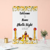 Floral Dholki signe acrylique de nuit (Mariage)
