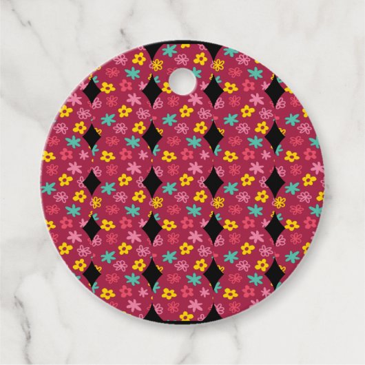 Floral Diamonds Round Bedankjes Labels (Voorkant)