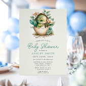 Floral Dinosaur Egg Baby shower Kaart