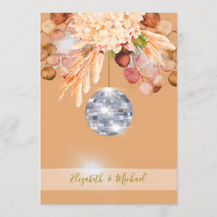 Floral Disco Ball Oranje Elegant Wedding Kaart