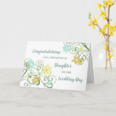 Floral dochter trouwdag gefeliciteerd kaart (Gele Bloem)