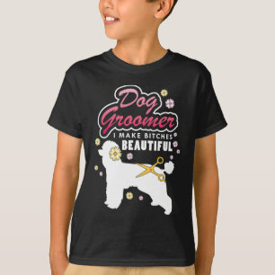 Floral Dog Groomer Gift Pet Grooming Hondenliefheb T-shirt