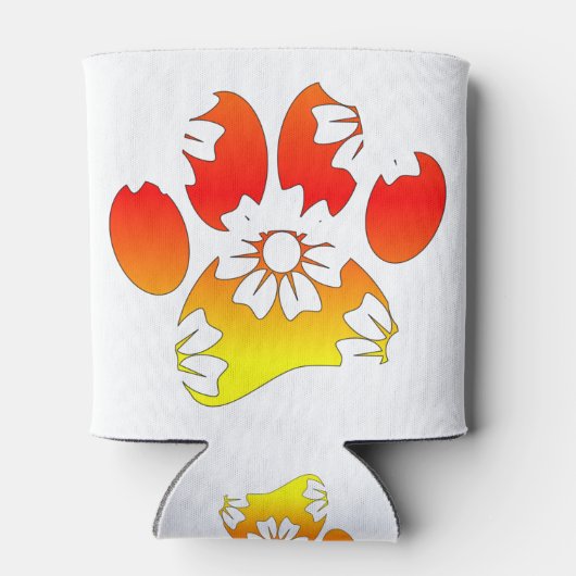 Floral Dog Paw Print Blikjeskoeler (Achterkant)