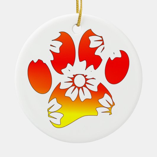 Floral Dog Paw Print Keramisch Ornament (Voorkant)
