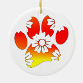 Floral Dog Paw Print Keramisch Ornament (Achterkant)