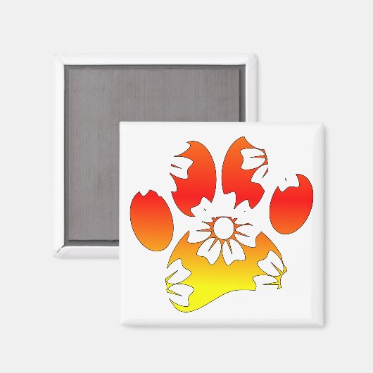 Floral Dog Paw Print Magneet (Voorkant / Achterkant)