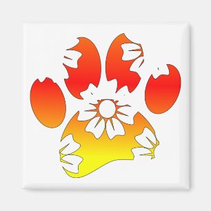 Floral Dog Paw Print Magneet