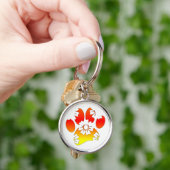 Floral Dog Paw Print Sleutelhanger (Hand)