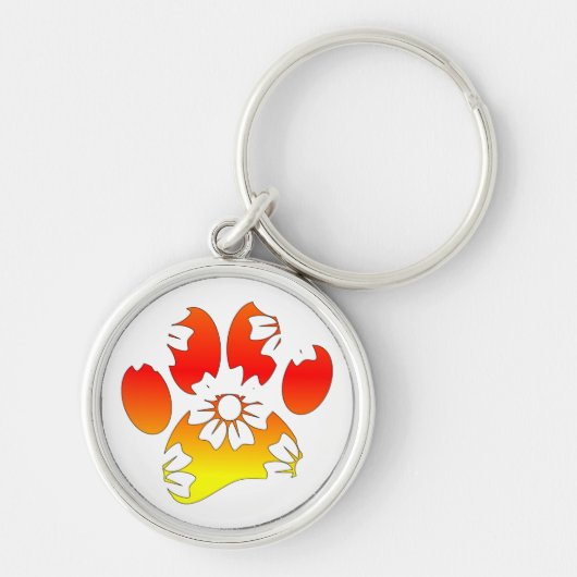 Floral Dog Paw Print Sleutelhanger (Voorkant)