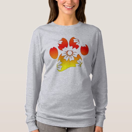 Floral Dog Paw Print T-shirt (Voorkant)