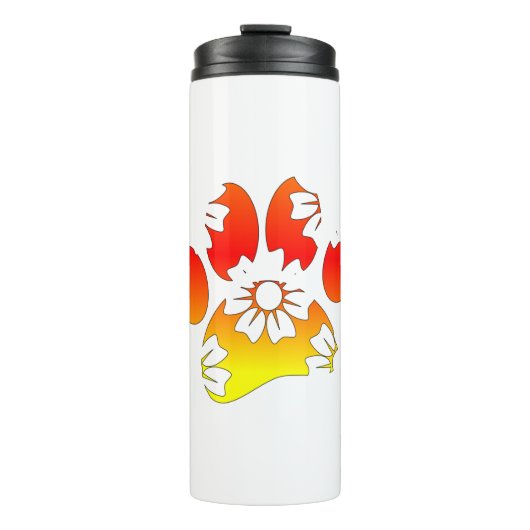 Floral Dog Paw Print Thermosbeker (Voorkant)