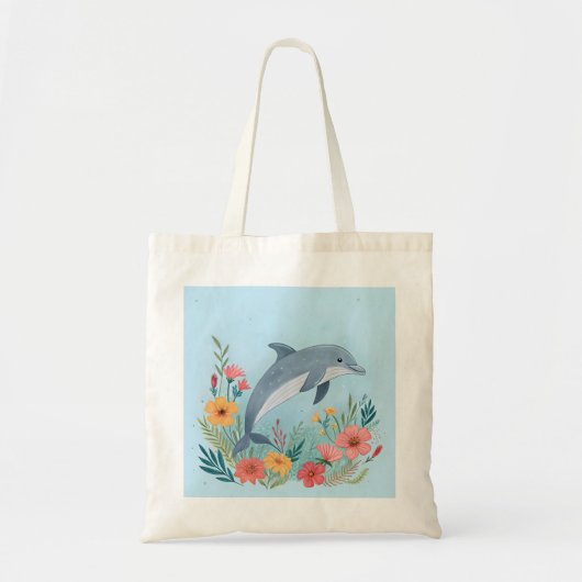 Floral Dolphin Tote Bag (Voorkant)