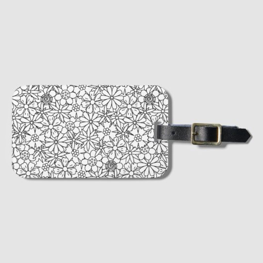 Floral Doodle Bagagelabel (Voorkant (horizontaal))