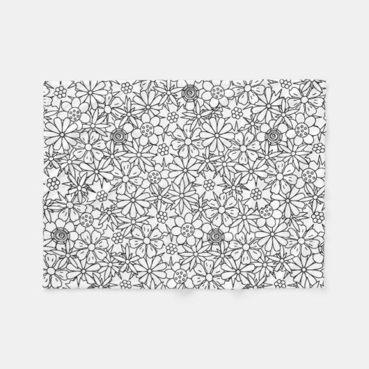 Floral Doodle Fleece Deken (Voorkant (Horizontaal))