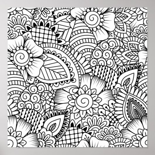 Floral Doodle Pattern 2 Poster (Voorkant)