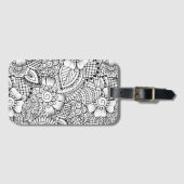 Floral Doodle Pattern Bagagelabel (Voorkant (horizontaal))
