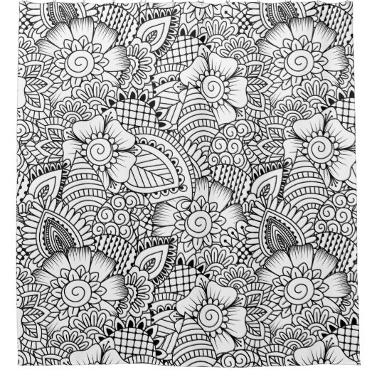 Floral Doodle Pattern Douchegordijn (Voorkant)