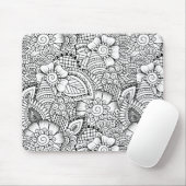 Floral Doodle Pattern Muismat (Met muis)