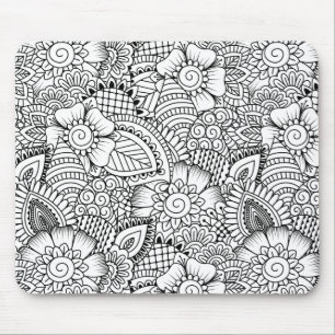 Floral Doodle Pattern Muismat