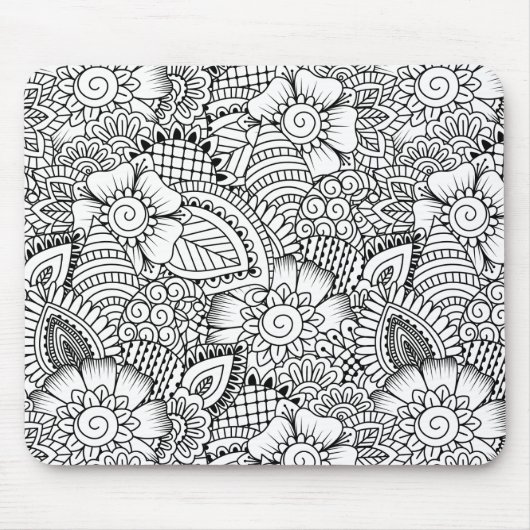Floral Doodle Pattern Muismat (Voorkant)