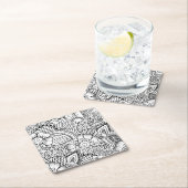 Floral Doodle Pattern Vierkante Kartonnen Onderzetter (Insitu)