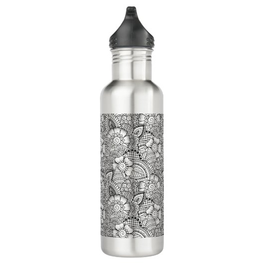 Floral Doodle Pattern Waterfles (Rechts)