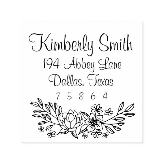 Floral Doodles Adresstempel Zelfinktende Stempel (Design)