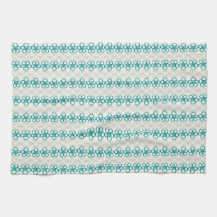 Floral Doodles in Turquoise en Gray Pattern Theedoek