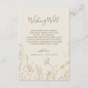 Floral doré Carte Mariage de crème Wishing Well