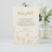 Floral doré | Carte Mariage de crème Wishing Well (Debout devant)