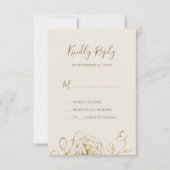 Floral doré | Carte RSVP Cream Gold Simple (Devant)