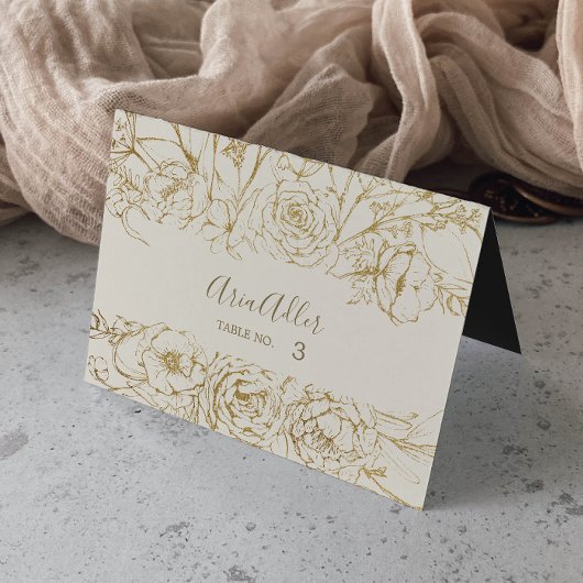 Floral doré | Cartes de Mariage crème et or