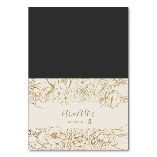 Floral doré | Cartes de Mariage crème et or (Par défaut)