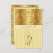 Floral doré, coeurs Mariage RSVP Invitation (Devant / Derrière)