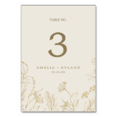 Floral doré | Numéro de table crème et or (Dos)