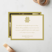 Floral Double Happiness Chinese Weddenschap Hartel Notitiekaartje (Voorkant / Achterkant in situ)