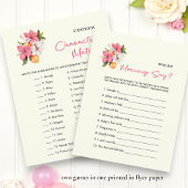 Floral double sided Baby Shower Games Flyer